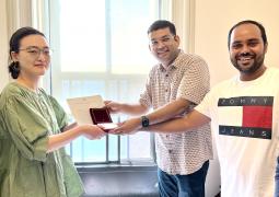 Prof. M. K. Vainu Bappu Gold Medal 2022 presented to Dr. Eve J. Lee by Dr. Debanjan Sarkar and Dr. Arnab Chakraborty on behalf of the ASI at McGill University, Canada